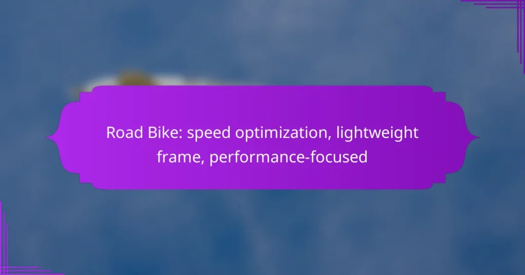 Road Bike: speed optimization, lightweight frame, performance-focused