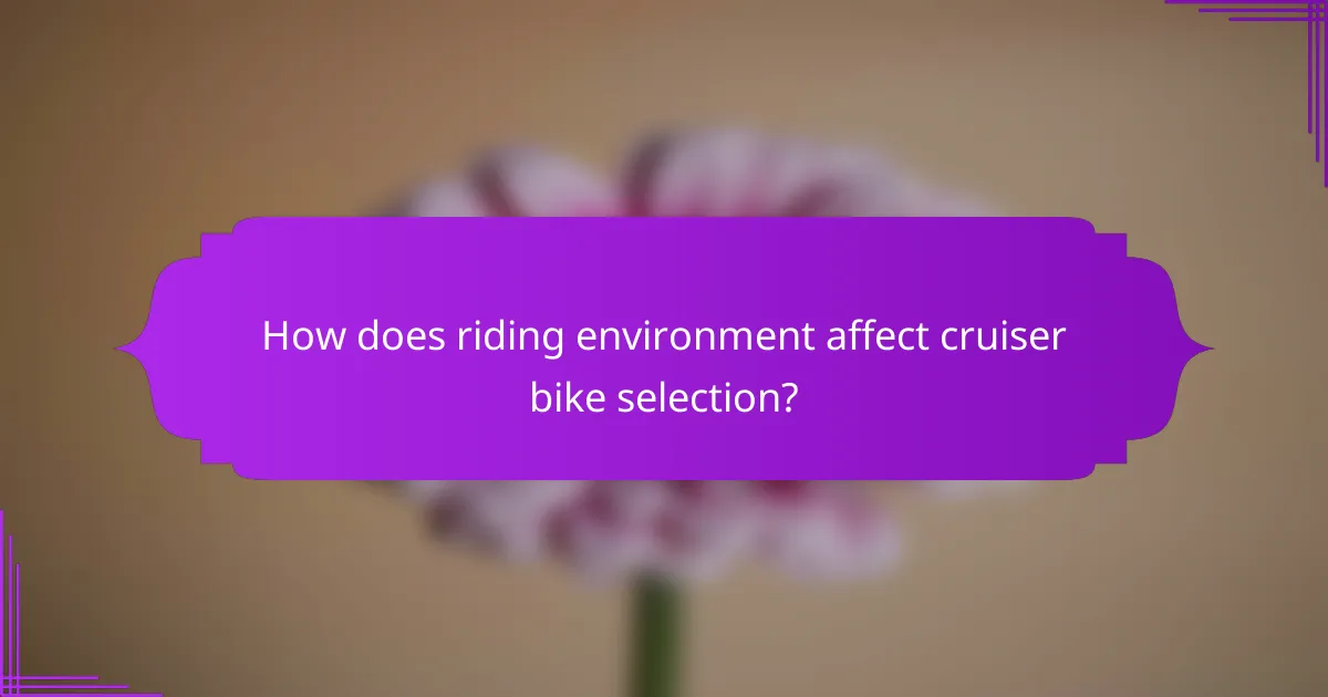 How does riding environment affect cruiser bike selection?