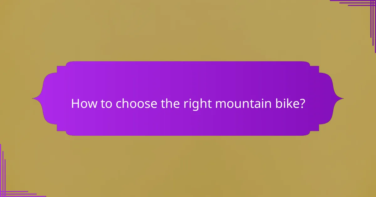 How to choose the right mountain bike?