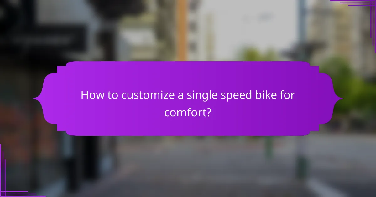 How to customize a single speed bike for comfort?