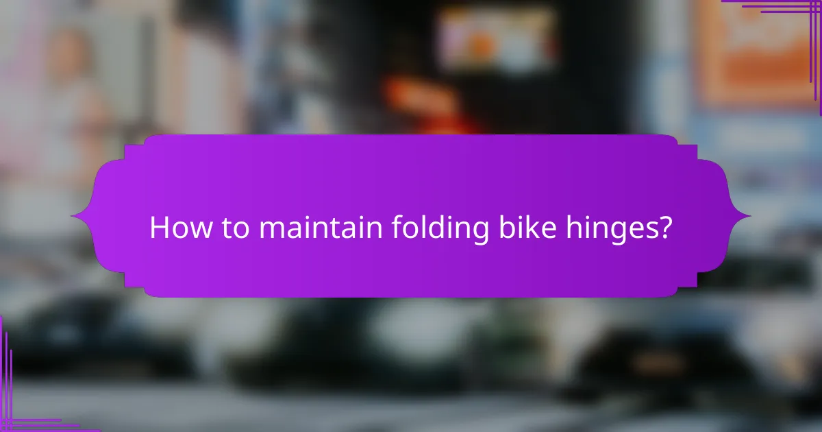 How to maintain folding bike hinges?