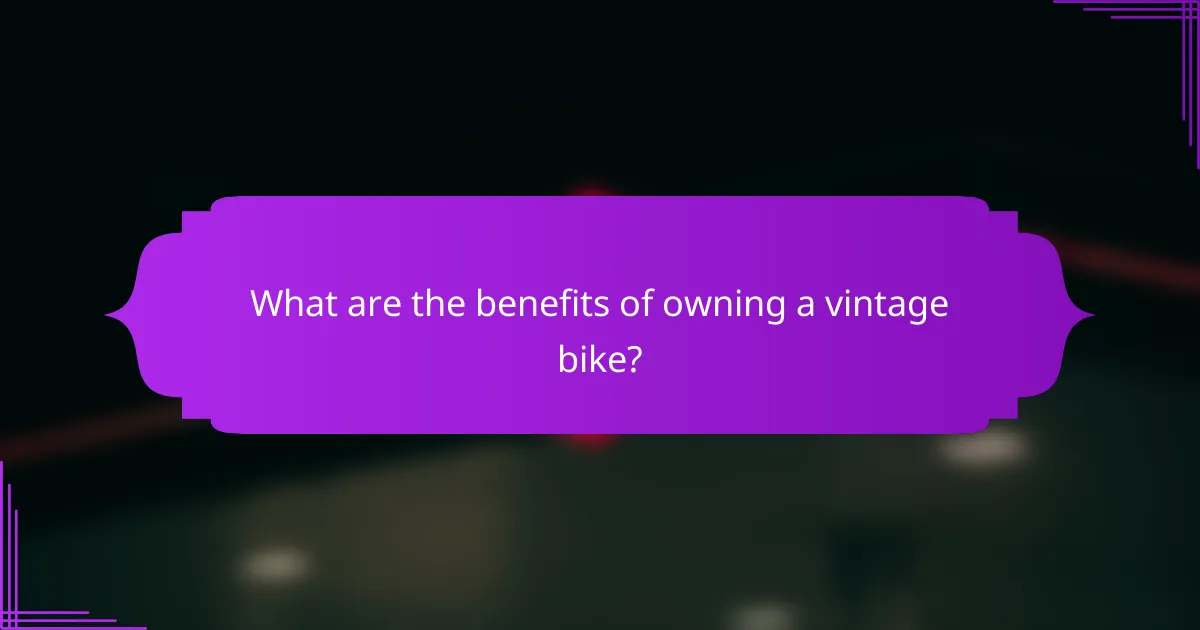 What are the benefits of owning a vintage bike?
