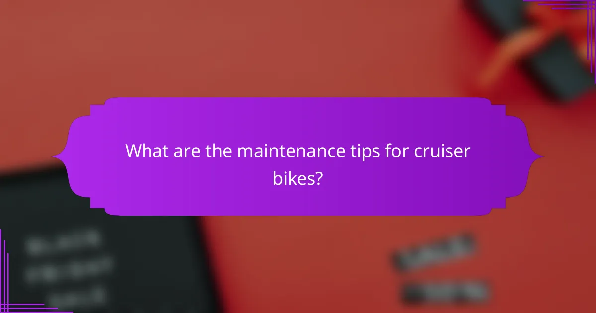 What are the maintenance tips for cruiser bikes?