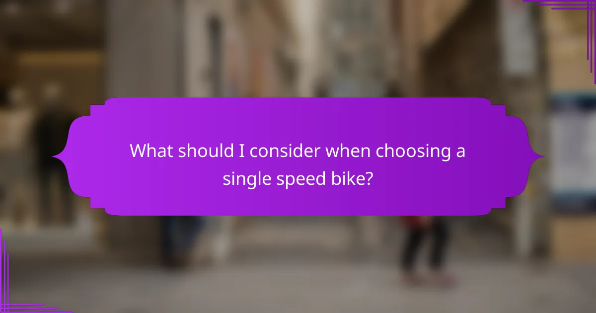 What should I consider when choosing a single speed bike?
